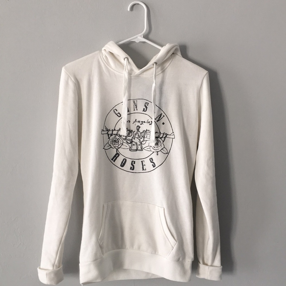 Guns N Roses 🥀 NWOT LA Distressed White Hoodie